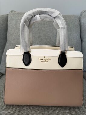 kate spade Cream and Blush Two-Tone Satchel  Madison Medium Satchel